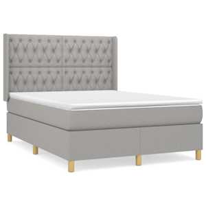Box spring postel s matrací světle šedá 140 x 190 cm textil - obrázek 2
