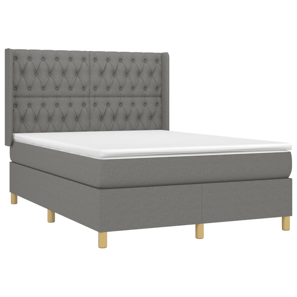Thumbnail - vidaXL Boxspringbett mit Matratze Dunkelgrau 140x200 cm Stoff