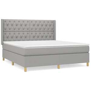 Box spring postel s matrací světle šedá 160 x 200 cm textil - obrázek 2