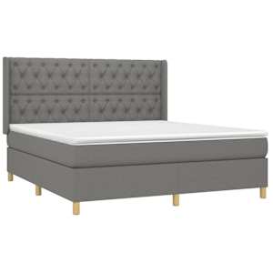 Box spring postel s matrací tmavě šedá 160x200 cm textil - obrázek 3