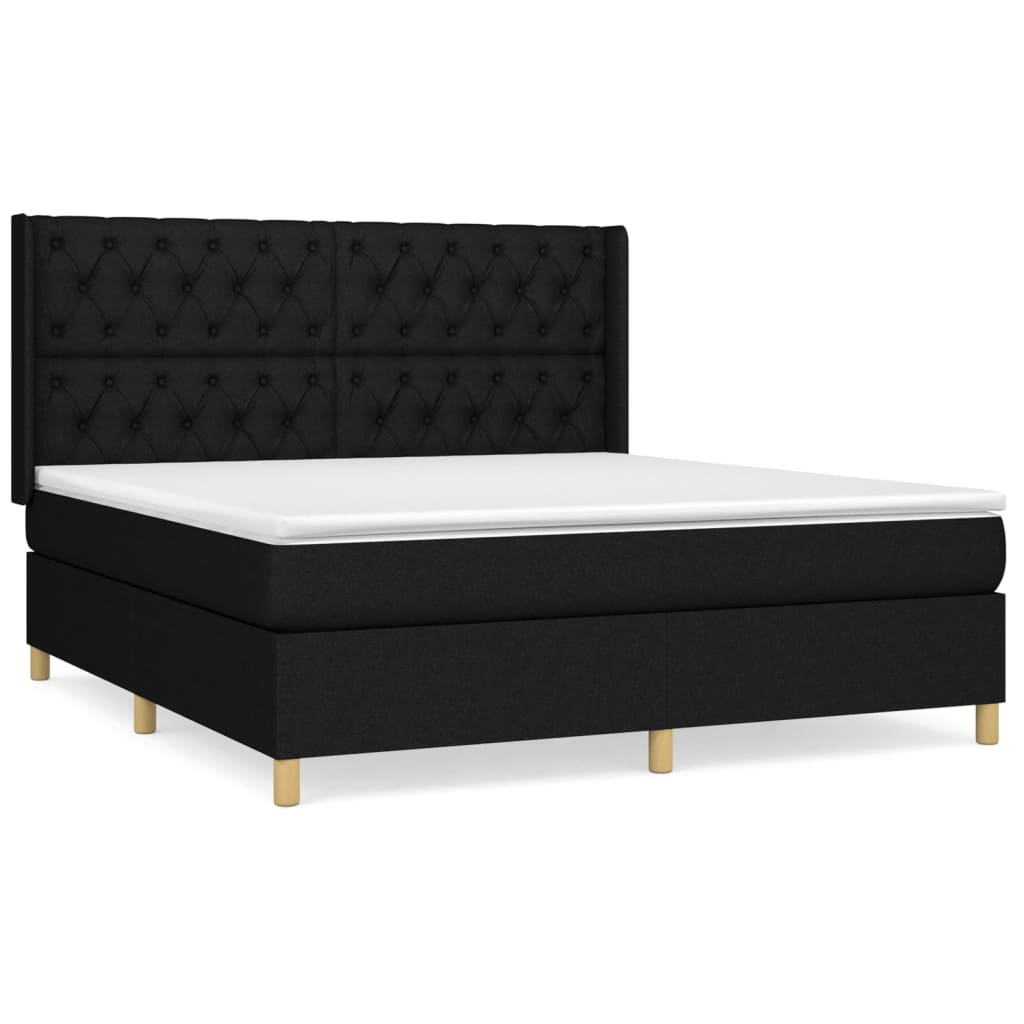 vidaXL Box spring postel s matrací černá 160x200 cm textil