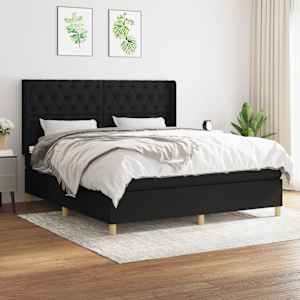 Box spring postel s matrací černá 160x200 cm textil - obrázek 1