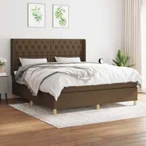 Box spring postelja z vzmetnico temno rjava 160x200 cm blago