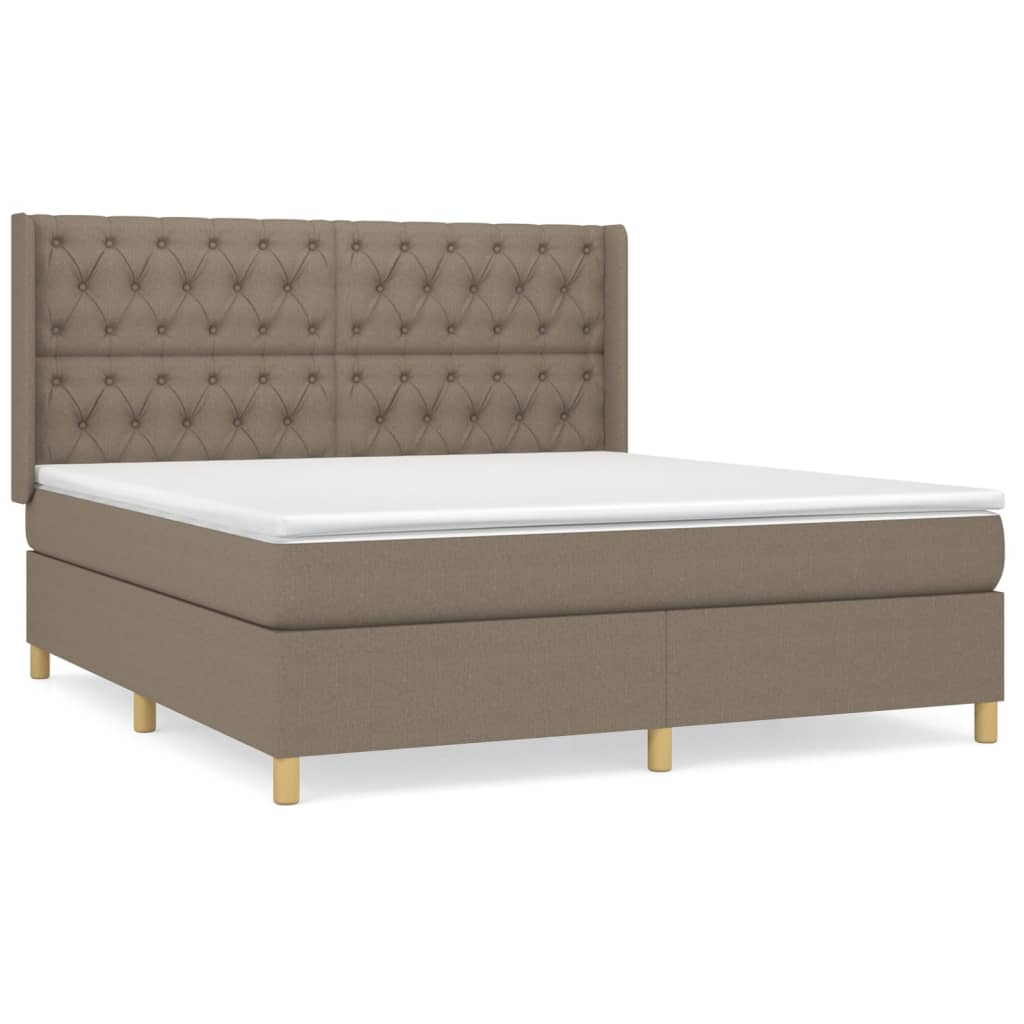 vidaXL Box spring postelja z vzmetnico taupe 160x200 cm blago