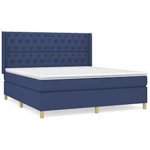 Box spring postel s matrací modrá 160x200 cm textil - obrázek 2