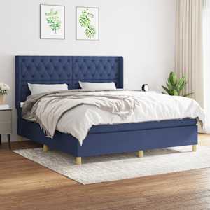 Box spring postel s matrací modrá 160x200 cm textil - obrázek 1