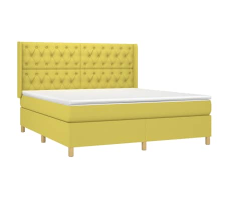 vidaXL Lova su spyruoklėmis ir čiužiniu, žalia, 160x200 cm, audinys