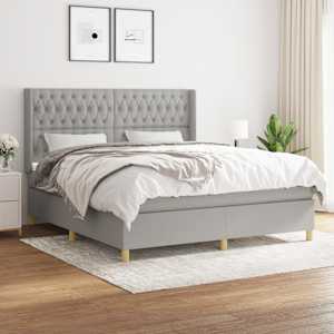Box spring postel s matrací světle šedá 180 x 200 cm textil - obrázek 1