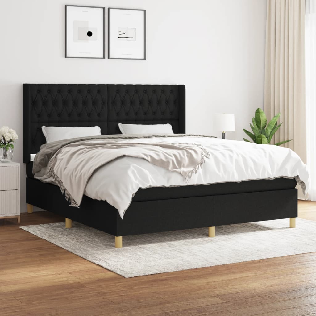 Vidaxl Pat Box Spring Cu Saltea, Negru, 180x200 Cm, Catifea