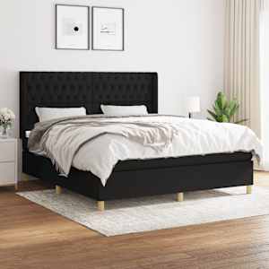 Box spring postel s matrací černá 180x200 cm textil - obrázek 1