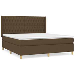 Box spring postel s matrací tmavě hnědá 180x200 cm textil - obrázek 2