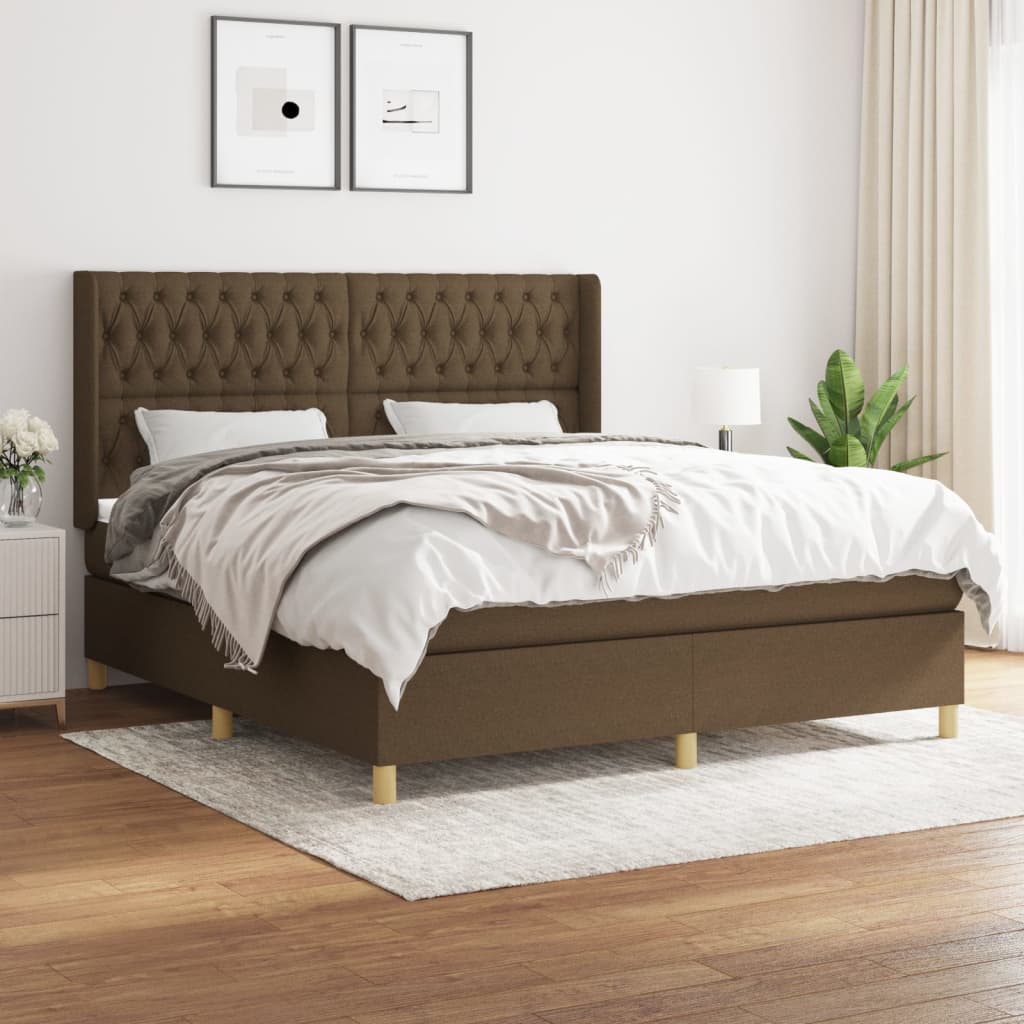 Boxspringbett mit Matratze Dunkelbraun 180×200 cm Stoff