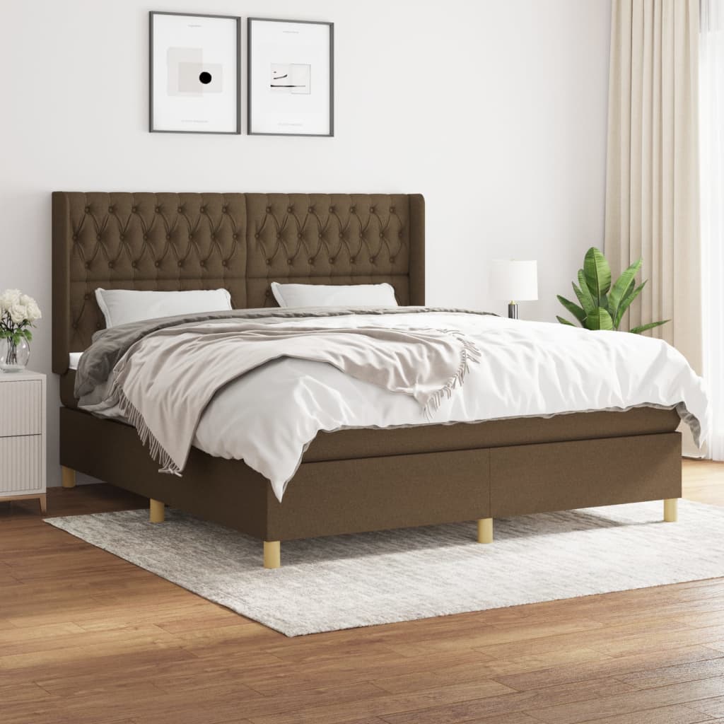 vidaXL Cama com molas/colchão 180x200 cm tecido castanho-escuro
