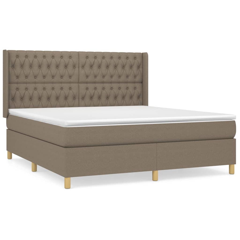 vidaXL Box spring postelja z vzmetnico taupe 180x200 cm blago