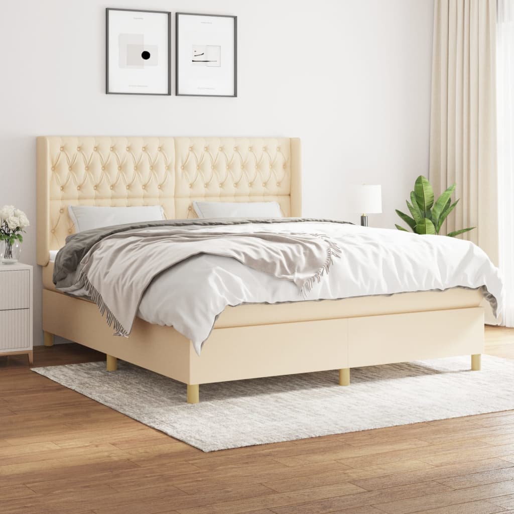 Boxspringbett mit Matratze Creme 180×200 cm Stoff