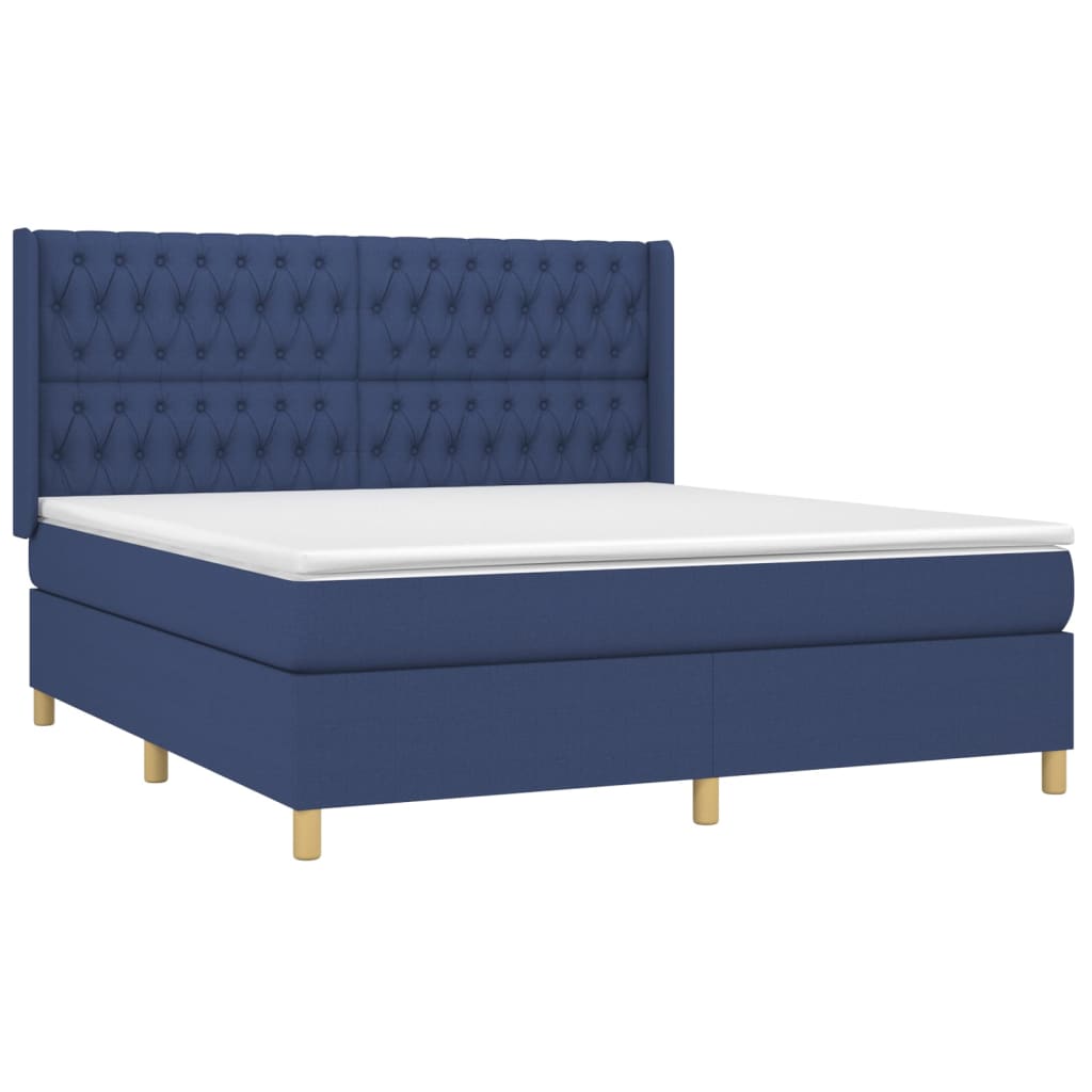 Thumbnail - vidaXL Boxspringbett mit Matratze Blau 180x200 cm Stoff