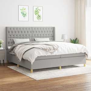 Box spring postel s matrací světle šedá 200 x 200 cm textil - obrázek 1
