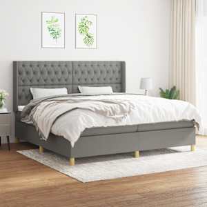 Box spring postel s matrací tmavě šedá 200x200 cm textil - obrázek 1