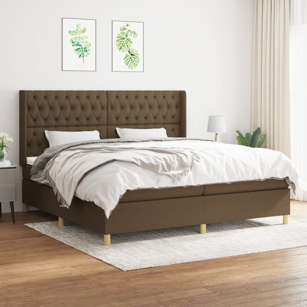 vida XL Boxspringbett mit Matratze Dunkelbraun 200x 200 cm Stoff