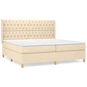 Box spring postel s matrací krémová 200x200 cm textil - obrázek 2
