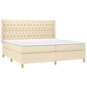 Box spring postel s matrací krémová 200x200 cm textil - obrázek 3