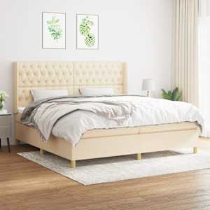 Box spring postel s matrací krémová 200x200 cm textil - obrázek 1
