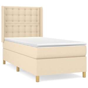 Box spring postel s matrací krémová 80 x 200 cm textil - obrázek 2