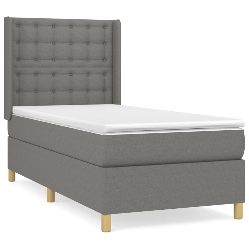 Thumbnail - vidaXL Boxspringbett mit Matratze Dunkelgrau 90x190 cm Stoff