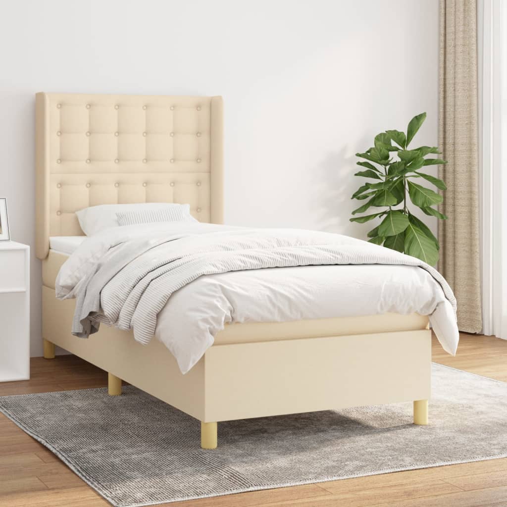 Boxspringbett mit Matratze Creme 90×190 cm Stoff