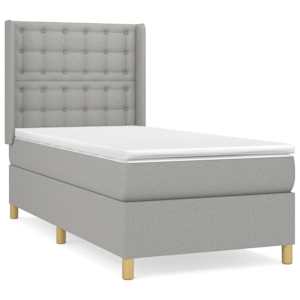 Box spring postel s matrací světle šedý 100 x 200 cm textil - obrázek 2