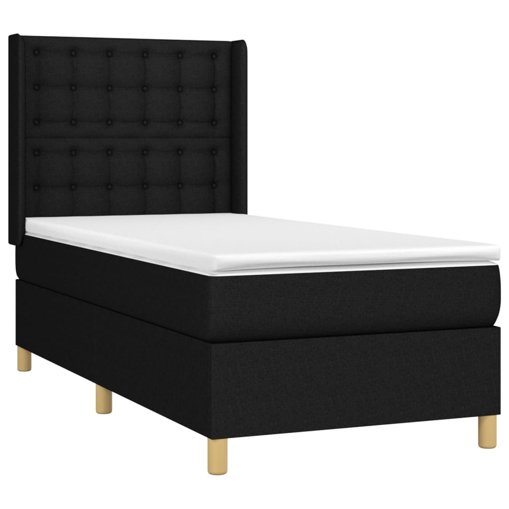 vidaXL Boxspring met matras stof zwart 100x200 cm afbeelding