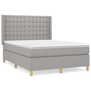 Box spring postel s matrací světle šedá 140 x 190 cm textil - obrázek 2