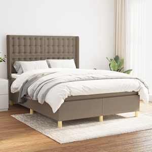 Box spring postel s matrací taupe 140x190 cm textil - obrázek 1