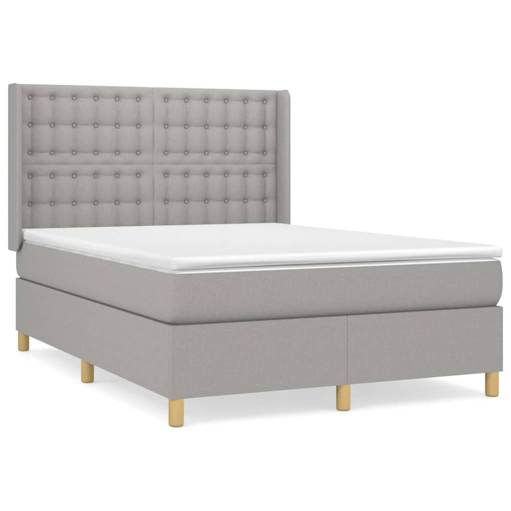 vidaXL Boxspring met matras stof lichtgrijs 140x200 cm