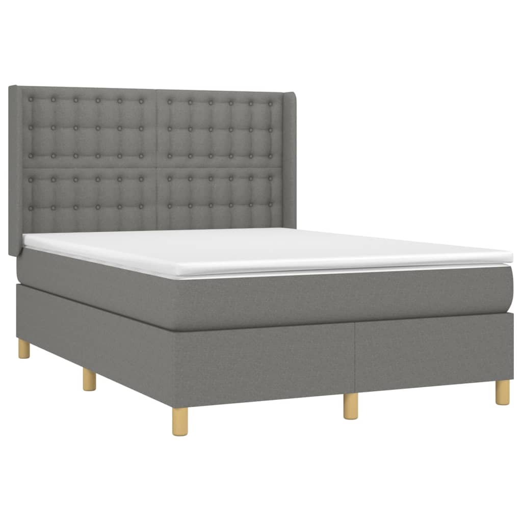 vidaXL Boxspring met matras stof donkergrijs 140x200 cm afbeelding