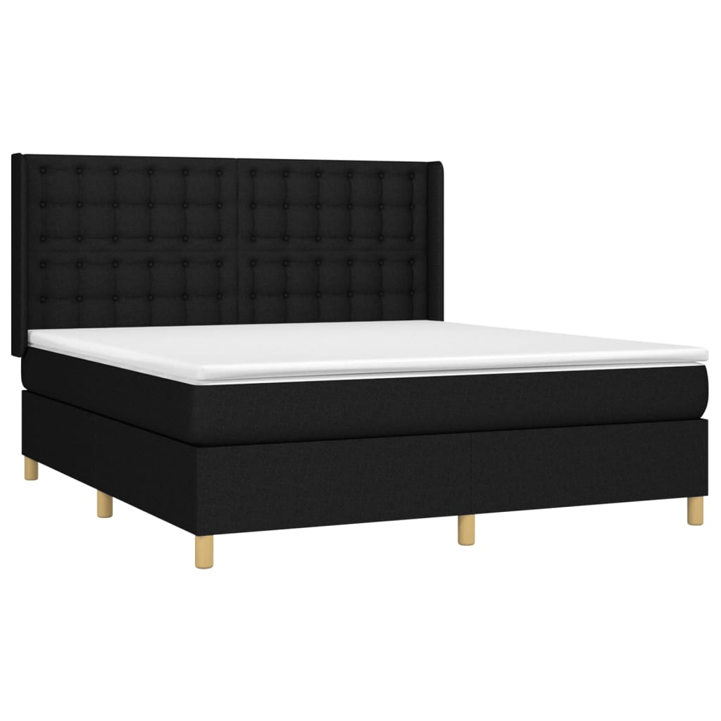 vidaXL Boxspring met matras stof zwart 180x200 cm afbeelding
