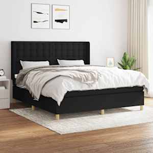 Box spring postel s matrací černá 180x200 cm textil - obrázek 1
