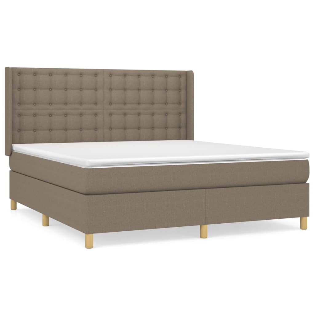 vidaXL Box spring postelja z vzmetnico taupe 180x200 cm blago