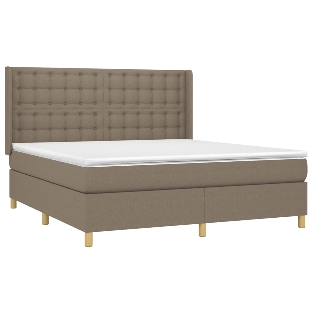 vidaXL Box spring postelja z vzmetnico taupe 180x200 cm blago