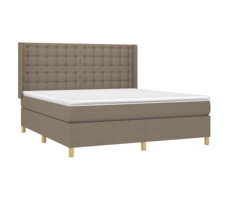 vidaXL Box spring postelja z vzmetnico taupe 180x200 cm blago