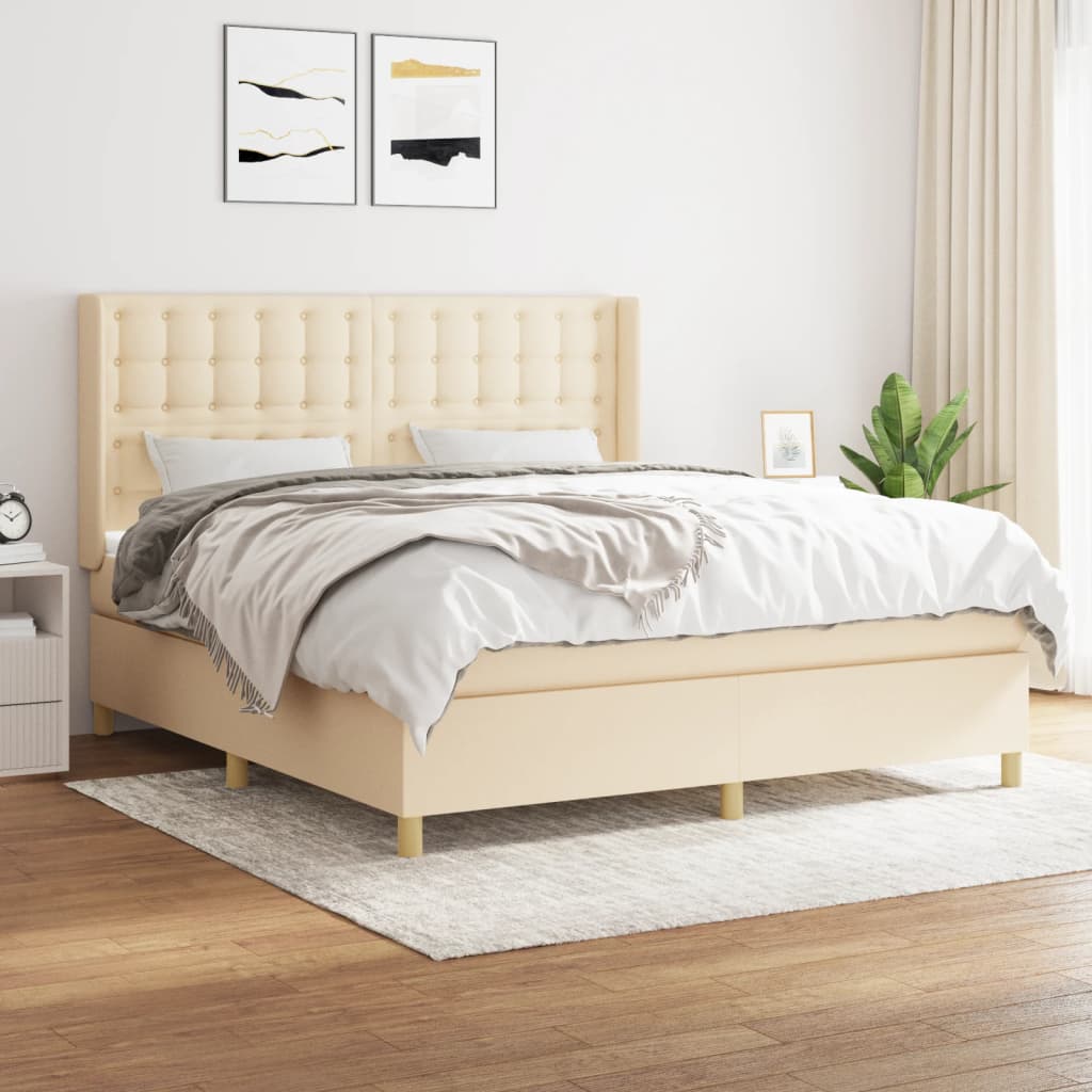 Boxspringbett mit Matratze Creme 180×200 cm Stoff