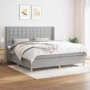 Box spring postel s matrací světle šedá 200 x 200 cm textil - obrázek 1
