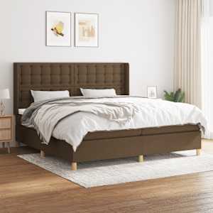 Box spring postel s matrací tmavě hnědá 200x200 cm textil - obrázek 1
