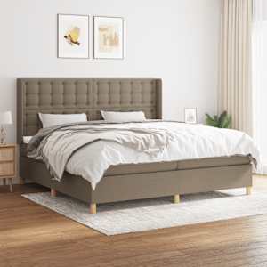 Box spring postel s matrací taupe 200x200 cm textil - obrázek 1
