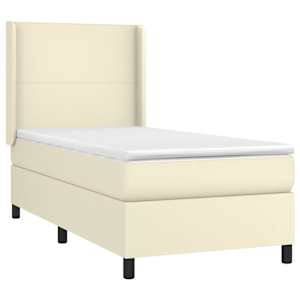 Box spring postel s matrací krémová 80 x 200 cm umělá kůže - obrázek 3
