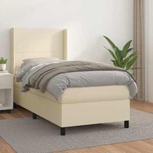 Box spring postel s matrací krémová 80 x 200 cm umělá kůže - obrázek 1