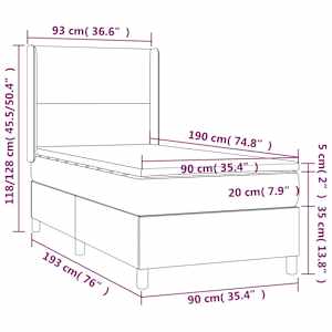Box spring postel s matrací bílá 90x190 cm umělá kůže - obrázek 7