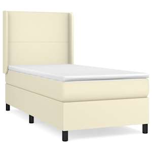 Box spring postel s matrací krémová 90x190 cm umělá kůže - obrázek 2