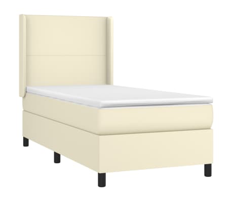 vidaXL Cama box spring con colchón cuero sintético crema 90x190 cm