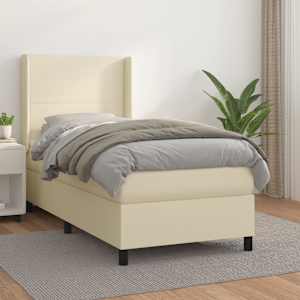 Box spring postel s matrací krémová 90x190 cm umělá kůže - obrázek 1